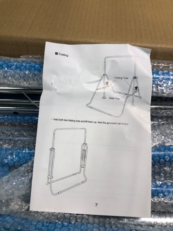 Photo 4 of UMIKOOL DIRECT Expandable Gymnastics Bars with Ring, Adjustable Height Gymnastic Horizontal Bars, Gym Junior Training Bar Children Folding Training Monkey Bars for Kids
