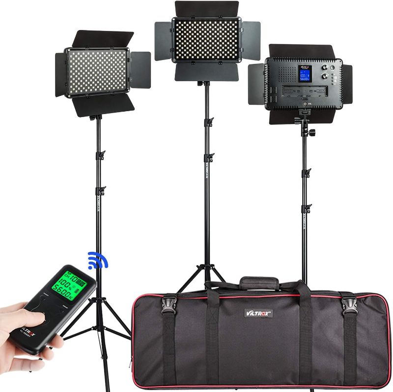 Photo 1 of 3 Pack VILTROX Bi-Color 45W/4700LM Dimmable Studio Video Light kit with 75 inch Light Stand for Portrait Wedding News Interview Photography