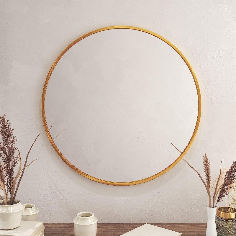 Photo 1 of 
Gold Circle Wall Mirror 30 Inch Round Wall Mirror for Entryways, Washrooms, Living Rooms and More (Gold, 30")