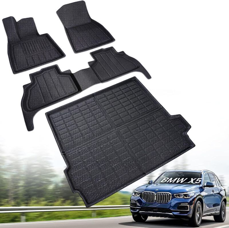 Photo 1 of CreeKT Alfombrillas para BMW X5 2023 2022 2021 2020 2019, para BMW X5 G05 para todo tipo de clima y tapete de maletero para BMW X5, juego completo de alfombrillas 2019-2023 (no para híbrido enchufable)