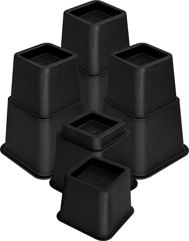 Photo 1 of Utopia Bedding Adjustable Bed Furniture Risers - Elevation in Heights 3, 5 or 8 Inch Heavy Duty Risers for Sofa and Table - Supports up to 1,300 lbs - (Set of 4 Riser, Black)