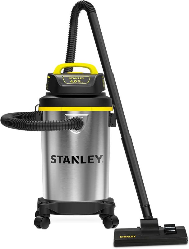 Photo 1 of Stanley - SL18129 Wet/Dry Vacuum, 4 Gallon, 4 Horsepower, Stainless Steel Tank Silver+yellow
