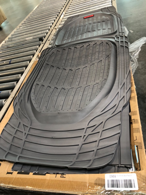 Photo 3 of Motor Trend 923-GR Gray FlexTough Contour Liners-Deep Dish Heavy Duty Rubber Floor Mats & Van-All Weather Protection Trim & Premium FlexTough All-Protection Cargo Liner Trunk Mat, Gray, 54" x 37"