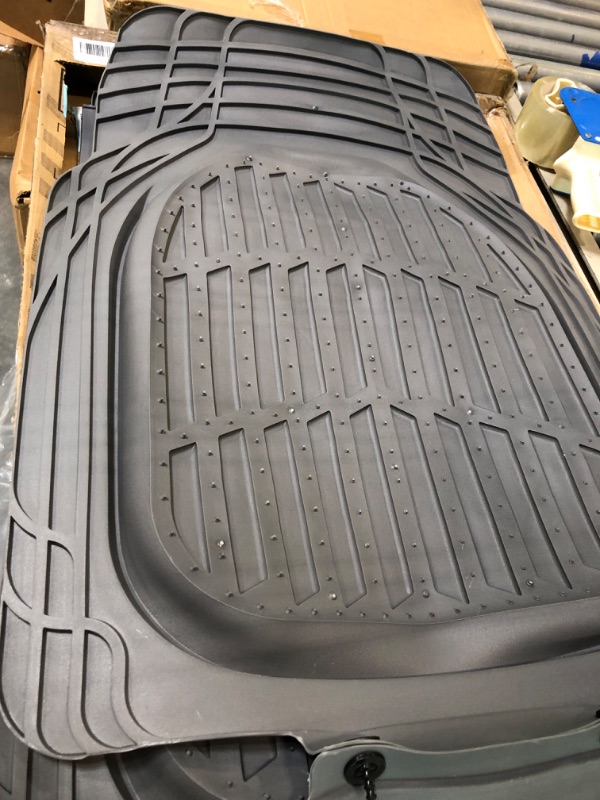 Photo 5 of Motor Trend 923-GR Gray FlexTough Contour Liners-Deep Dish Heavy Duty Rubber Floor Mats & Van-All Weather Protection Trim & Premium FlexTough All-Protection Cargo Liner Trunk Mat, Gray, 54" x 37"