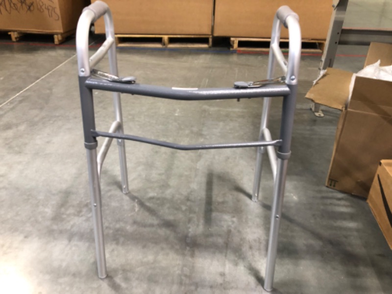 Photo 1 of Medline Two-Button Folding Walker Without Wheels, 1 Count