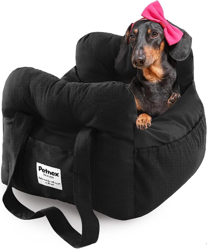 Photo 1 of Petnex Dog Car Seat for Small Dogs, Portable Puppy Car Seat of Easy Installation, Fashionable Pet Carrier Bag with Large Pockets, Machine Washable Dog Booster Seat