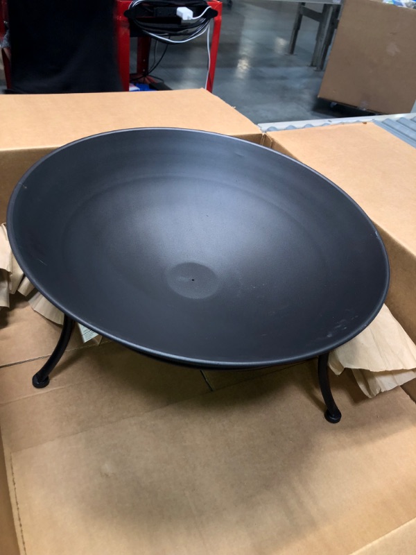 Photo 1 of 2 Piece Americana Fire Pit Set, Wide Bowl, Raised Tripod Stand, Vintage Style Smithy Black, Smooth Finish, Iron, 18.5 Diameter x 9 H Inches (47.0 D x 23.0 H cm)