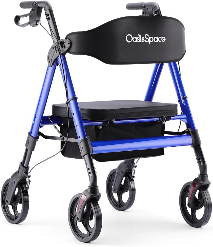 Photo 1 of OasisSpace Heavy Duty Rollator Walker - Bariatric Rollator Walker with Large Seat for Seniors Support Up 450 lbs (Blue)
Color:Blue