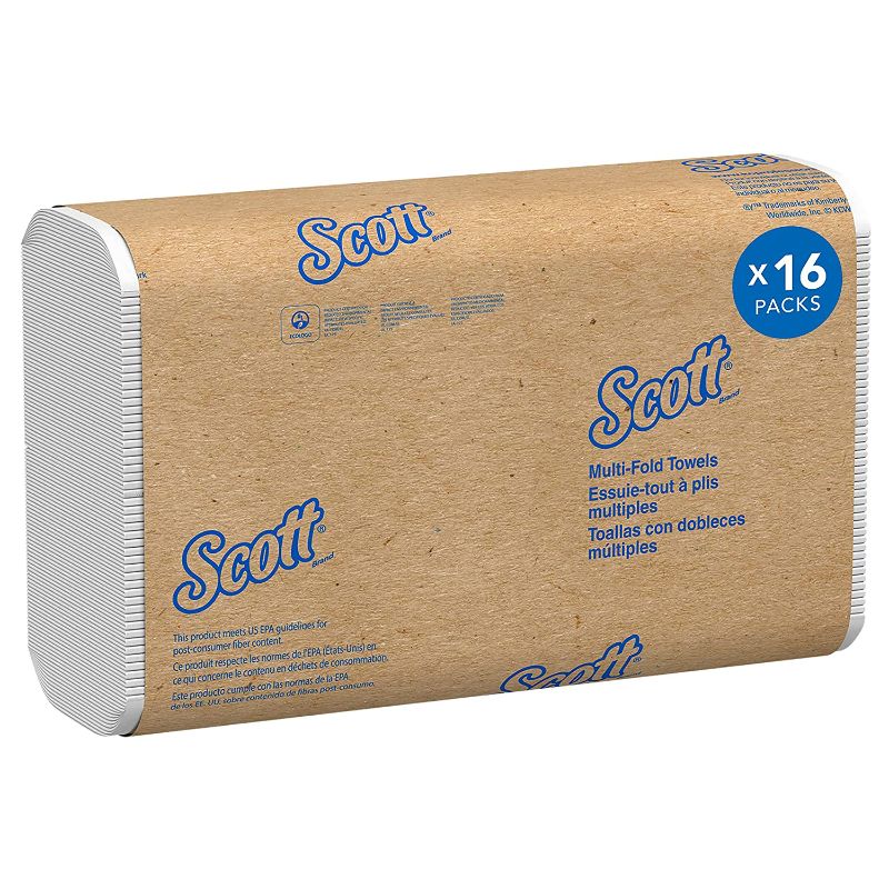 Photo 1 of Scott® Multifold Paper Towels (01840), with Absorbency Pockets™, 9.2" x 9.4" sheets, White, Compact Case for Easy Storage