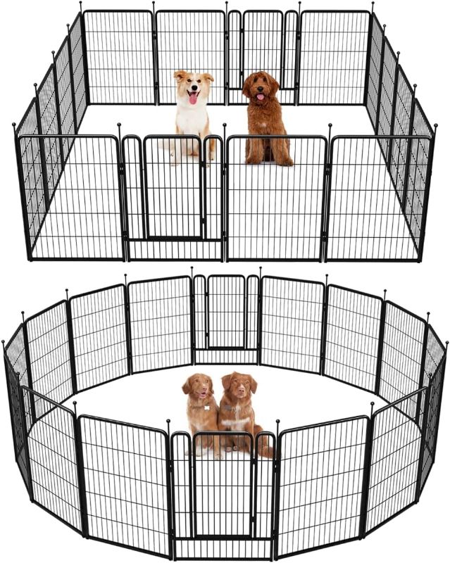 Photo 1 of Yaheetech 24 inch 8 Panel Heavy Duty Foldable Dog Pen - Outdoor & Indoor - Metal Dog Pen Dog Exercise Pen Barrier Kennel Portable Cat Duck Chicken Puppy Fence with Door Black