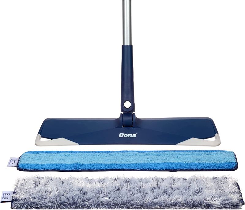 Photo 1 of Bona Premium Microfiber Floor Mop for Dry and Wet Floor Cleaning - Includes Microfiber Cleaning Pad and Microfiber Dusting Pad - Dual Zone Cleaning Design for Faster Cleanup
