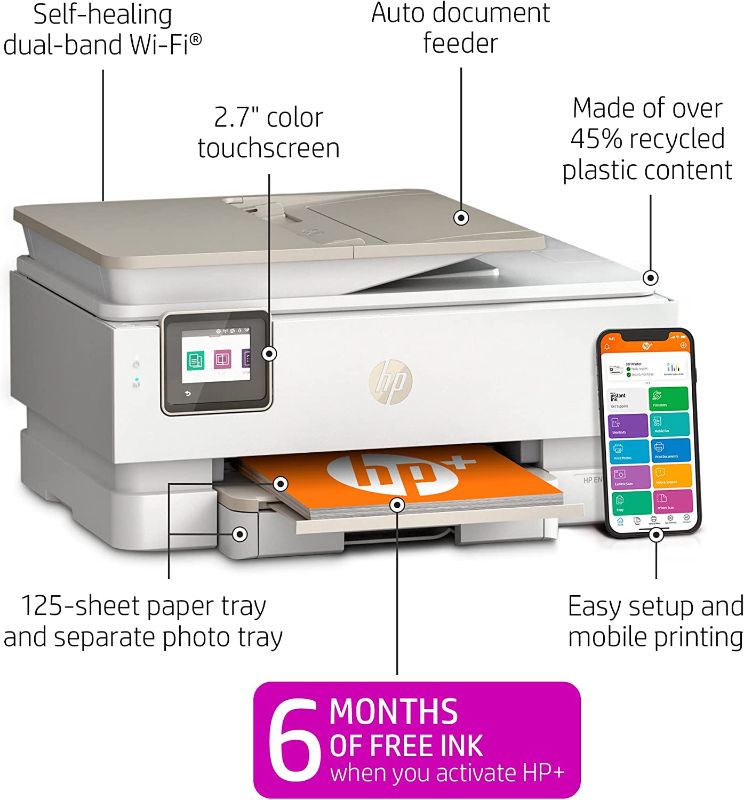 Photo 1 of HP Envy Inspire 7955e Wireless Color All-in-One Printer with Bonus 6 Months Instant Ink with HP+ (1W2Y8A), White