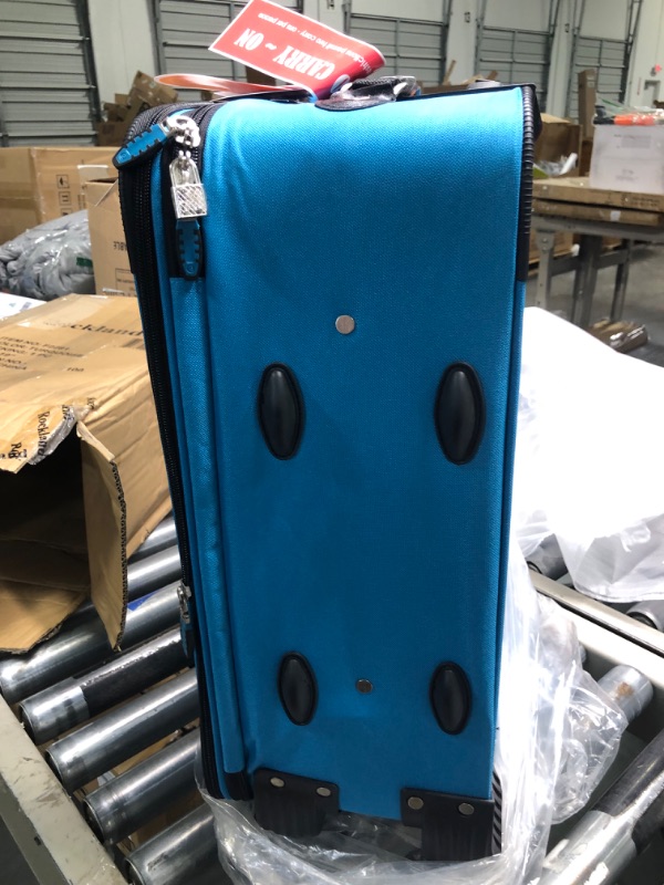 Photo 2 of Rockland Pasadena Softside Spinner Wheel Luggage, Turquoise, Carry-On 20-Inch