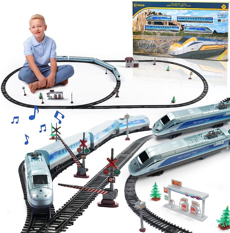 Photo 1 of Electric Train Set for Kids - Train Toy with Tracks, Sounds & Light