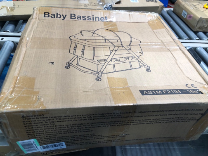 Photo 2 of 67i Baby Bassinet Portable Folding Rocking Bassinet for Baby 2-in-1 Rocking Cradle Quick-Fold Bassinet for Newborn Infant Crib Toddler Bassinet with Storage Basket and Travel Bag (Grey)