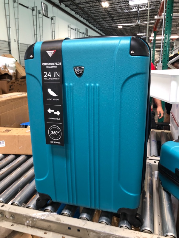 Photo 2 of Travelers Club Chicago Hardside Expandable Spinner Luggages, Teal, 24" Carry-On