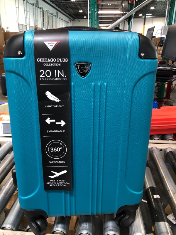 Photo 2 of Travelers Club Chicago Hardside Expandable Spinner Luggages, Teal, 20" Carry-On