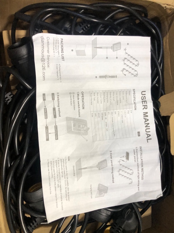 Photo 1 of American Lighting LS2-M-24-48-BK Commercial Grade Light String with 25-Sockets, Medium Base, 48-Feet , Black
