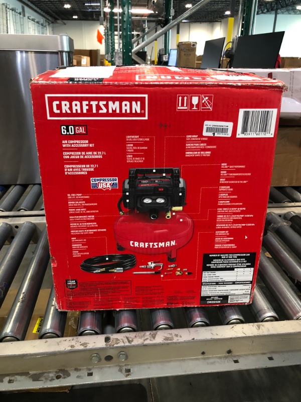 Photo 2 of CRAFTSMAN Air Compressor, 6 Gallon, Pancake, Oil-Free with 13 Piece Accessory Kit (CMEC6150K)