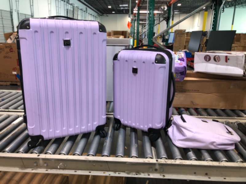 Photo 2 of Travelers Club Midtown Hardside Luggage Travel Set, Spinner Wheels,Zippered Divider,Telescopic Handle,Lightweight, Lilac, 4-Piece Set