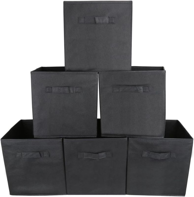 Photo 1 of ***MISSING BINSEZOWare Set of 6 Foldable Fabric Basket Bin Collapsible Storage Cube For Nursery, Toys Organizer, Shelf Cabinet (Black)
