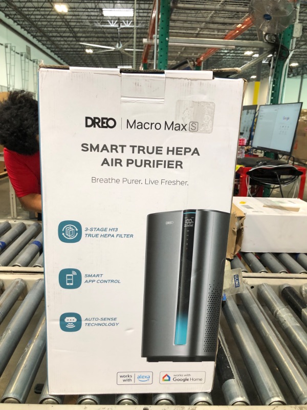 Photo 1 of DreoDreo Air Purifiers for Home Large Room & Air Purifiers Replacement Filter for Dreo Macro Max S, H13 True HEPA Filter with 3 Stage Deep Filtration, Ultra Fine Pre-filter, White (DR-HPA009)Dreo Silver Air Purifiers + Filter