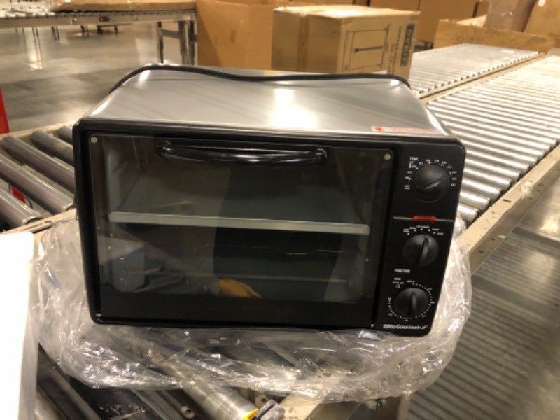 Photo 3 of Elite Gourmet ERO-2008NFFP Countertop XL Toaster Oven Rotisserie, Bake, Grill, Broil, Roast, Toast, Keep Warm and Steam, 23L capacity fits a 12” pizza, 6-Slice, Black 6-Slice, 23 L With Rotisserie