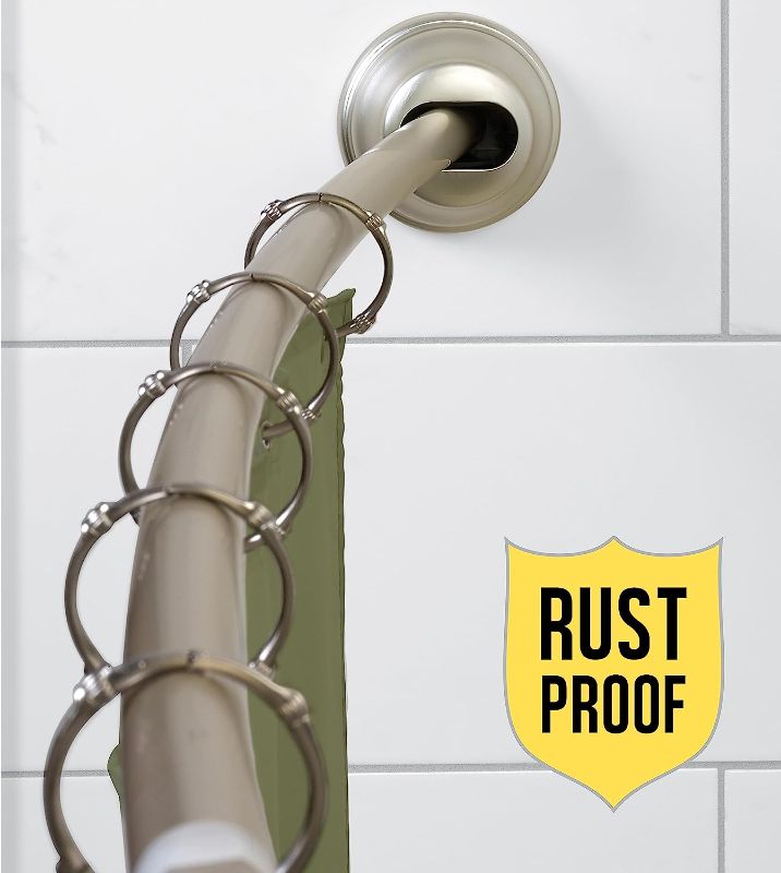 Photo 1 of Zenna Home Rustproof Curved Shower Curtain Rod, Adjustable Tension Shower Rod, 50" to 72", Expandable, Telescoping, NeverRust, No Drilling, Satin Nickel