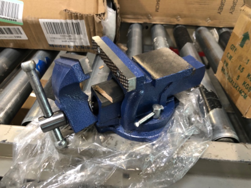Photo 1 of 6" Heavy Duty Bench Vise, Pipe Vise Bench Vices with Anvil Swivel Table Top Clamp Locking Base, Double Swivel Rotating Vise Head& Body Rotates 360°(Blue)