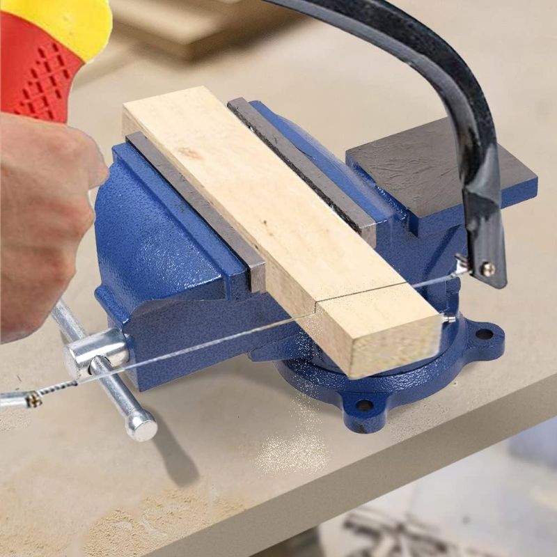 Photo 1 of 6" Heavy Duty Bench Vise, Pipe Vise Bench Vices with Anvil Swivel Table Top Clamp Locking Base, Double Swivel Rotating Vise Head& Body Rotates 360°(Blue)