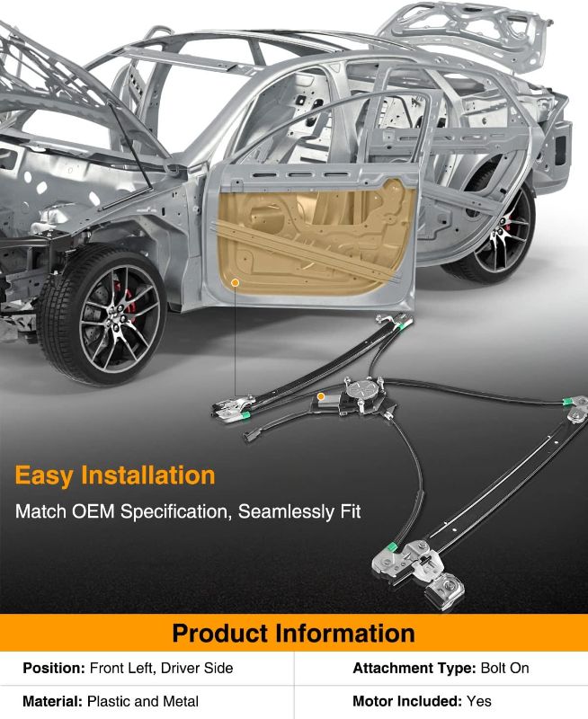 Photo 1 of A-Premium Electric Power Window Regulator with Motor Compatible with Dodge Caravan Grand Caravan Voyager Town & Country Van 2001-2003 Front Left Driver Side