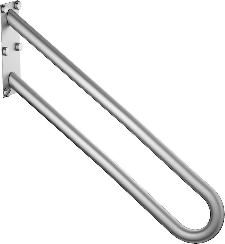 Photo 1 of 28 Inch Stainless Steel Handrail for 1-5 Steps- 1.25" Tube, ZUEXT Chrome Finished U Shape Safety Grab Bar for Stairs, Wall Mount Handicap Hand Railing for Outdoor Garage Interior Exterior Stairway