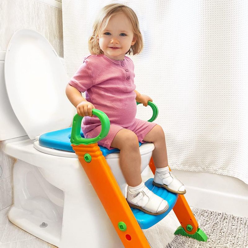 Photo 1 of Potty Training Seat Toilet with Ladder - Potty Step Stool for Kids Toddlers w/ Handles. Sturdy, Safe & Adjustable Height. Non-Slip Steps & Anti Slip