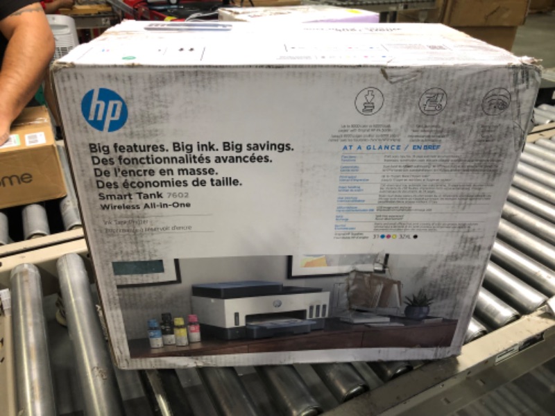 Photo 2 of HP Smart -Tank 7602 Wireless All-in-One Cartridge-free Ink Printer, up to 2 years of ink included, mobile print, scan, copy, fax, auto doc feeder, featuring an app-like magic touch panel (28B98A),Blue