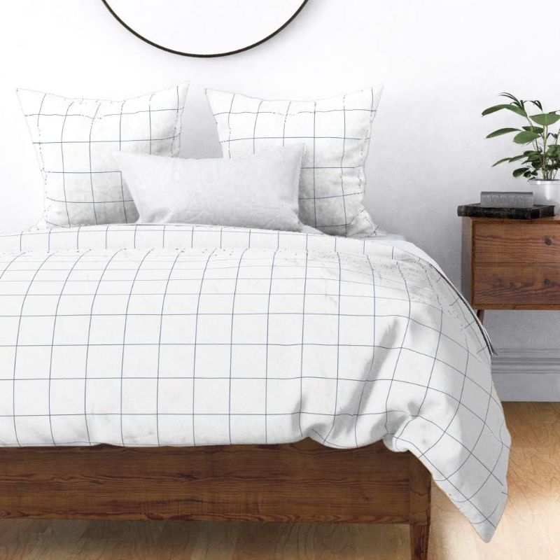 Photo 1 of 100% microfibert Cover, full - Grid Navy Midcentury Modern Squares Checkered Print Custom Bedding by Spoonflower