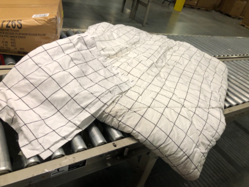 Photo 3 of 100% microfibert Cover, full - Grid Navy Midcentury Modern Squares Checkered Print Custom Bedding by Spoonflower