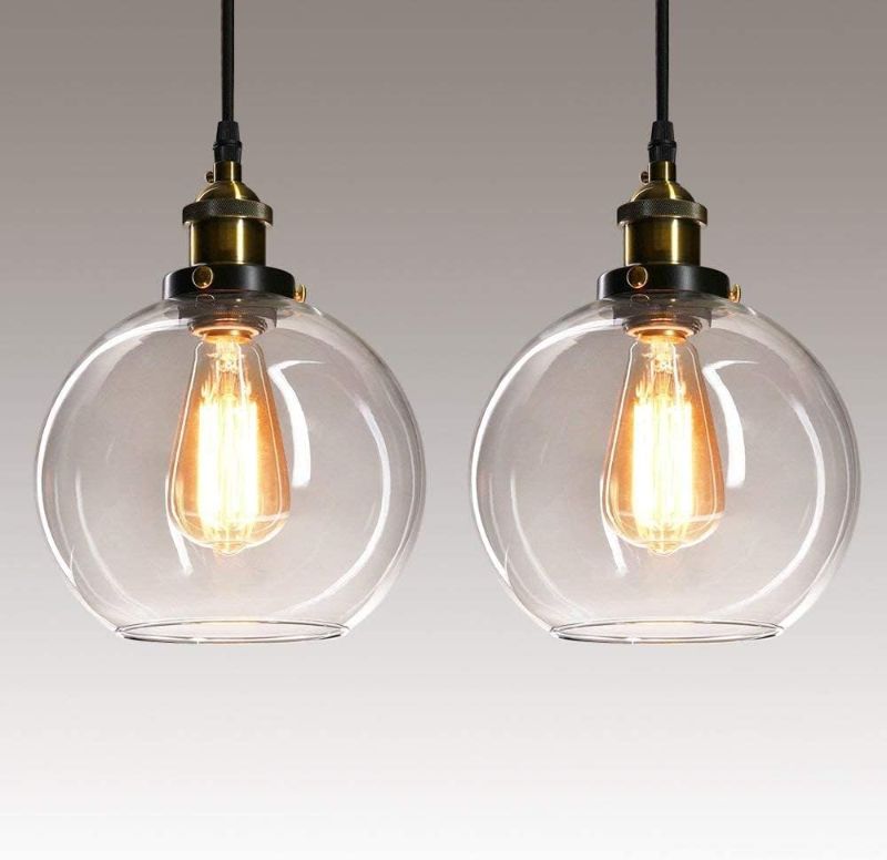 Photo 1 of 4.6 4.6 out of 5 stars 1,267 Reviews
Frideko Set of 2 Glass Pendant Light - 7.9 inches Globe Pendant Light, Vintage Pendant Lighting for Kitchen Island, Modern Clear Glass Kitchen Lights Ceiling Hanging for Dining Room, Kitchen