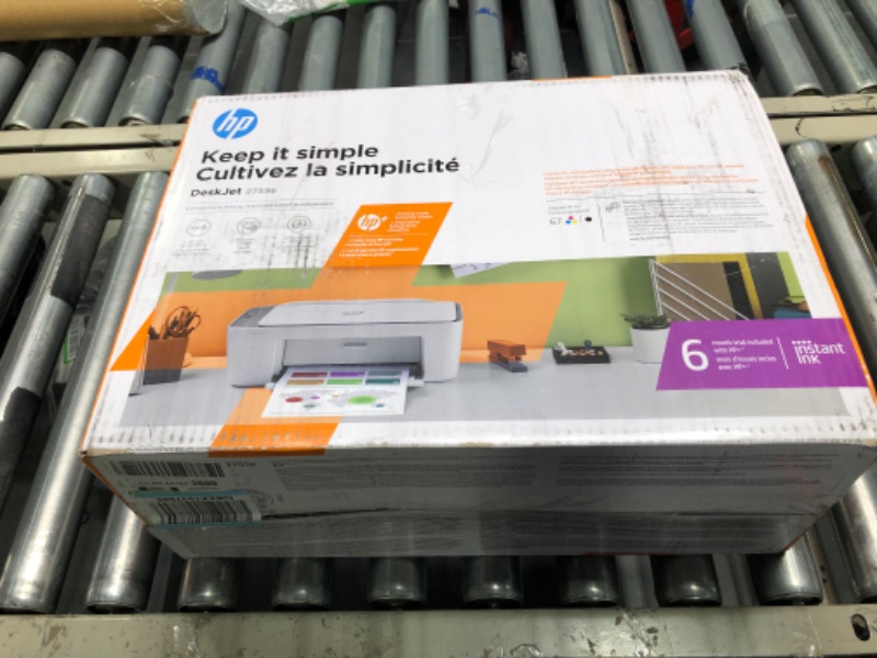 Photo 1 of HP DeskJet 2755e Wireless Color All-in-One Printer with bonus 6 months Instant Ink (26K67A), white