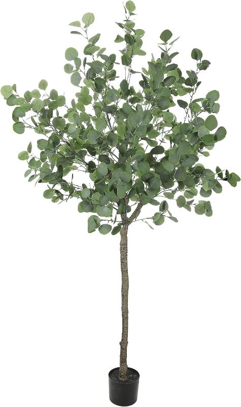 Photo 1 of 6FT Eucalyptus Tree Artificial Tree Large Fake Eucalyptus Plant Faux Potted Silk Tree for Home Office Hallway Porch Balcony Indoor Outdoor Decor.