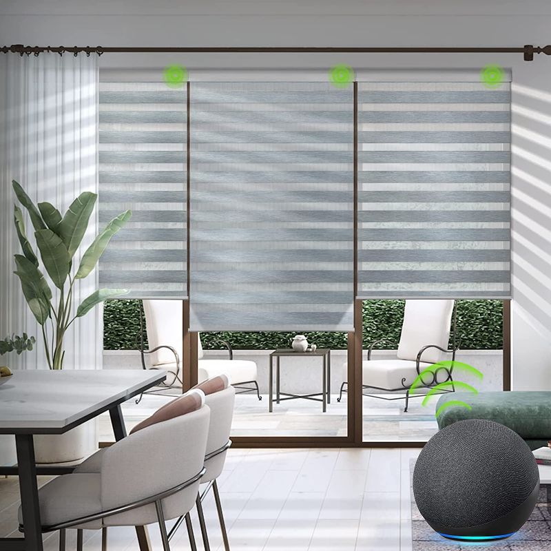 Photo 1 of 
Yoolax Motorized Zebra Blinds Works with Alexa, Light Filtering Day and Night Dual Layer Sheer Shade Blinds Customized Size(36), Privacy Light Control...