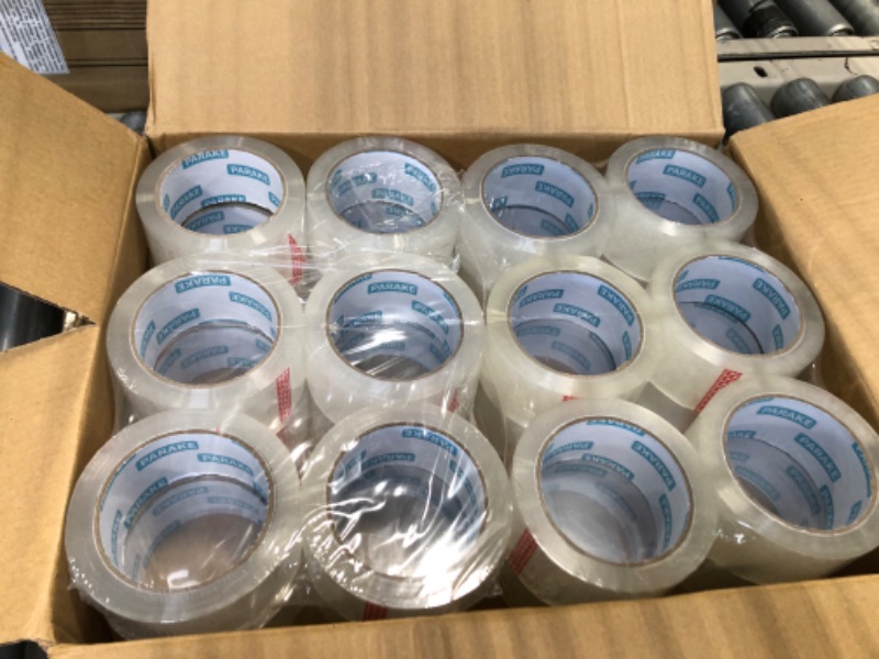 Photo 2 of 12 Pack Heavy Duty Packaging Tape, Clear Packing Tape Designed for Moving Boxes, Shipping, Office, Commercial Grade 2.7mil Thick, 60 Yard Length, 720 Total Yards