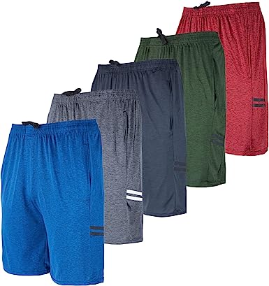 Photo 1 of Real Essentials 5 Pack: Men's Dry-Fit Sweat Resistant Active Athletic Performance Shorts size 2xl 