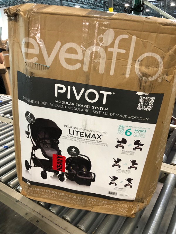 Photo 1 of Evenflo Pivot Modular Travel System with Universal Stroller Organizer Casual Gray With Universal Stroller