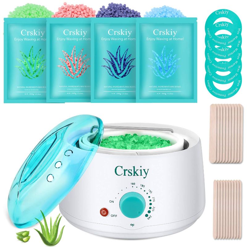 Photo 1 of Lansley Wax Warmer Hair Removal Home Waxing Kit Electric Pot Heater for Rapid Waxing of All Body, Face, Bikini Area, Legs with 4 Flavor Hard Wax Beans & 10 Wax Applicator Spatulas(At-home Waxing)