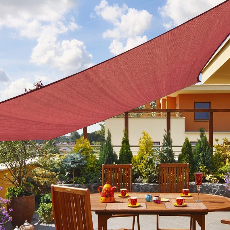 Photo 1 of Amahut Sun Shade Sail Rectangle Deck Awning Canopy for Patio Shade Cloth for Lawn Garden Backyard 12'x12' Rust Red