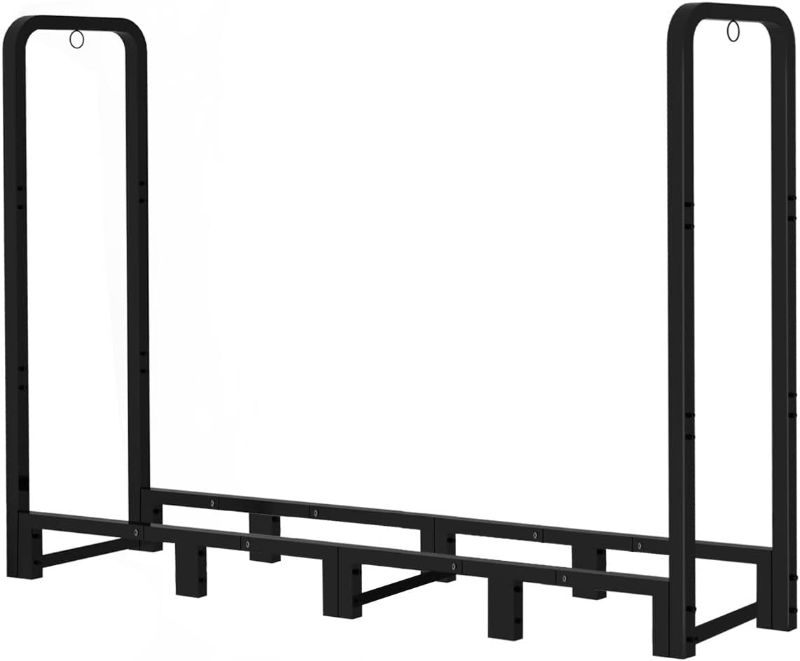 Photo 2 of Artibear Firewood Rack Stand 6ft Heavy Duty Logs Carrier Holder for Outdoor Indoor Fireplace, Matte Black
