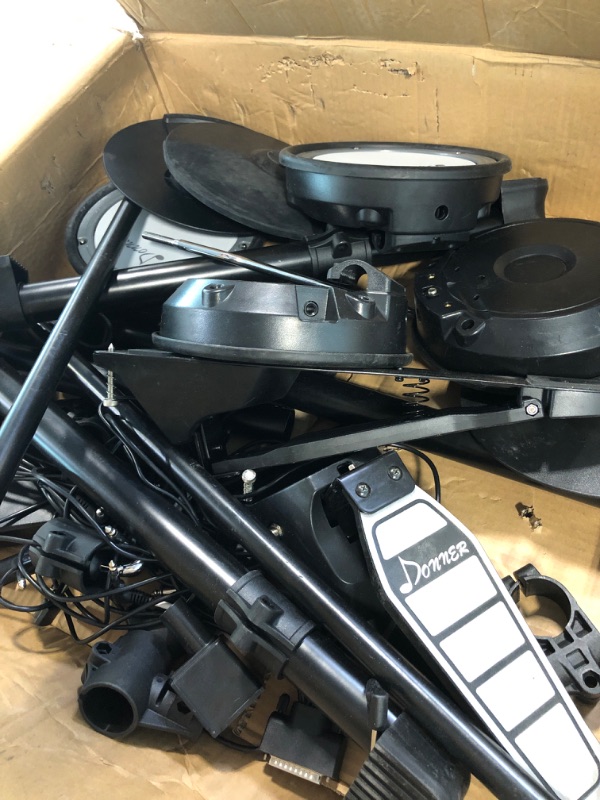 Photo 2 of ***MISSING PARTS*** Donner Electric Drum Set, Electronic Drum Kit for Beginner with 180 Sounds, Quiet Mesh Drum Set with Heavy Duty Pedals, Drum Throne, Sticks Headphone,Kids Christmas Birthday Gift(DED-80, New Upgraded) 180sounds/4 Drums&3 Cymbals W thro