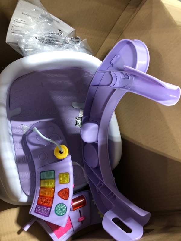 Photo 2 of Infantino Music & Lights 3-in-1 Discovery Seat and Booster for girls - Convertible booster, infant activity seat and feeding chair with electronic piano for sensory exploration for babies and toddlers Lavendar