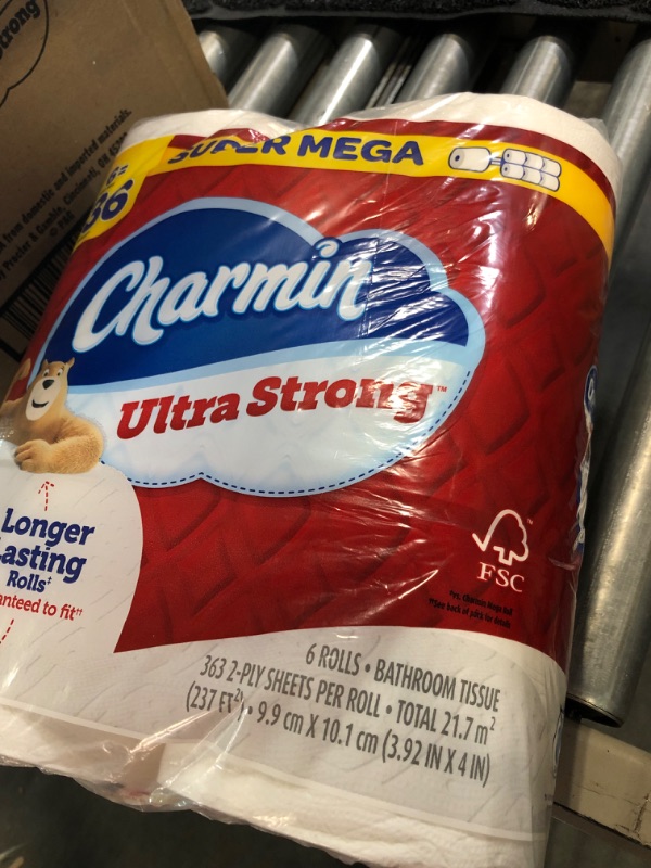 Photo 2 of Charmin Ultra Strong Toilet Paper 6 Super Mega Rolls, 363 Sheets Per Roll