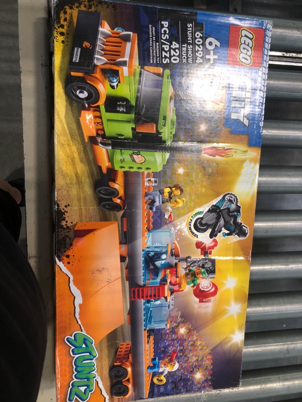 Photo 2 of LEGO City Stunt Show Truck 60294 Building Toy Set with Launch Ramps and a Dunk Tank Plus a Flywheel-Powered Stunt Bike Frustration-Free Packaging